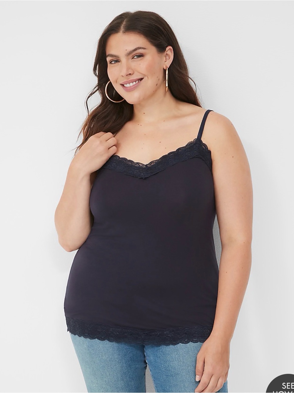 Lane Bryant Black Lace-Trim Camisole